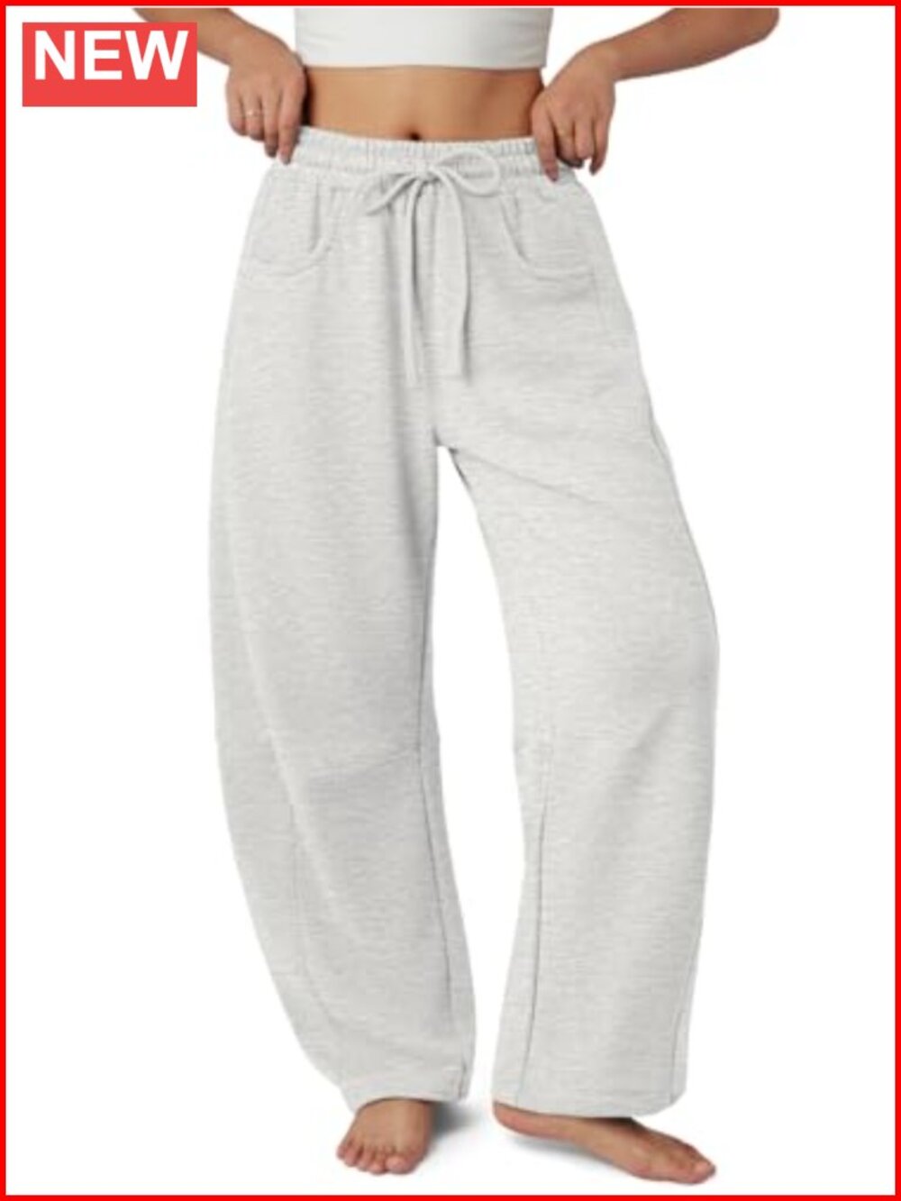 Barrel Leg Sweatpants Wide Leg Baggy Lounge Pants Drawstring Pockets
